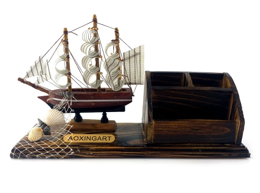 Модель парусника с подставкой для ручек и визиток (25.5×8×13.5 см) купить в интернет магазине подарков ПраздникШоп