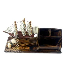 Модель парусника с подставкой для ручек и визиток (25.5×8×13.5 см) купить в интернет магазине подарков ПраздникШоп