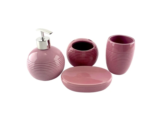 Набор для ванной керамический розовый (17×14×10 см) купить в интернет магазине подарков ПраздникШоп