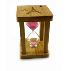 Часы песочные в бамбуке «Time is Money» розовый (3 мин) (9.5×6.5×6.5 см) купить в интернет магазине подарков ПраздникШоп
