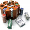 Покерний набір в дерев'яній підставці (200 фішок, 2 колоди карт)