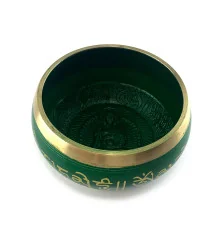 Чаша поющая бронзовая «Будда» зеленая (d-13.8 см h-6.5 см) купить в интернет магазине подарков ПраздникШоп