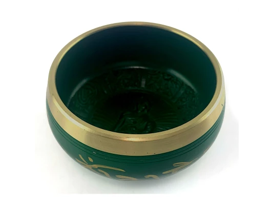 Чаша поющая бронзовая «Будда» зеленая (11.5×10.6×6 см) купить в интернет магазине подарков ПраздникШоп