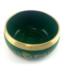 Чаша поющая бронзовая «Будда» зеленая (11.5×10.6×6 см) купить в интернет магазине подарков ПраздникШоп