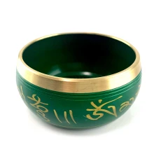 Чаша поющая бронзовая «Будда» зеленая (11.2×10.1×5.1 см) купить в интернет магазине подарков ПраздникШоп