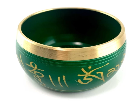 Чаша поющая бронзовая «Будда» зеленая (11.2×10.1×5.1 см) купить в интернет магазине подарков ПраздникШоп