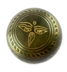 Чаша поющая бронзовая «Будда» зеленая (20.5×19.8×8.7 см) купить в интернет магазине подарков ПраздникШоп