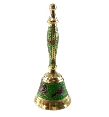 Колокольчик с ручкой с рисунком бронзовый «Павлины на зеленом фоне» (18×7.6 см) купить в интернет магазине подарков ПраздникШоп