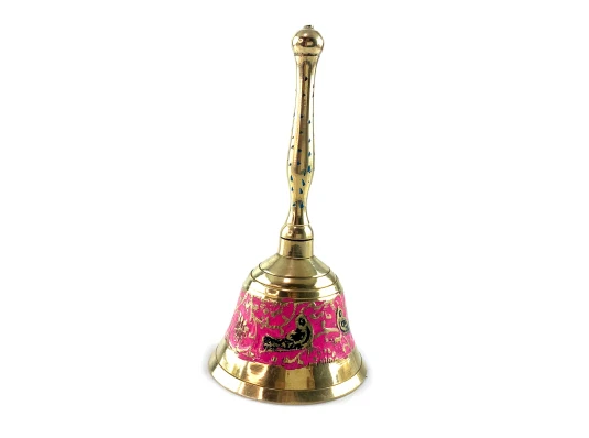 Колокольчик с ручкой с рисунком бронзовый «Птицы на розовом фоне» (12.5×6 см) купить в интернет магазине подарков ПраздникШоп