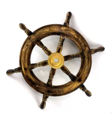 Штурвал деревянный с бронзовой вставкой (42×4.2 см) купить в интернет магазине подарков ПраздникШоп