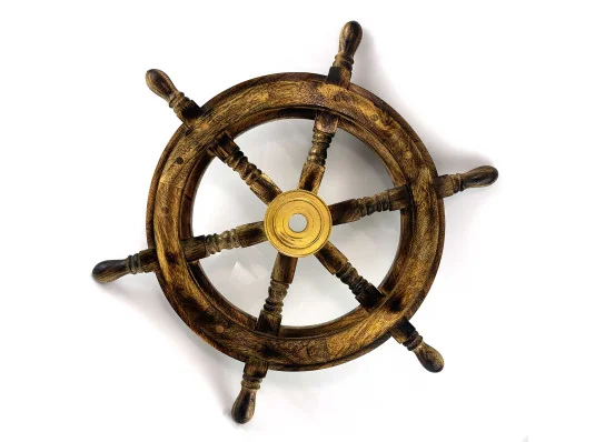 Штурвал деревянный с бронзовой вставкой (42×4.2 см) купить в интернет магазине подарков ПраздникШоп