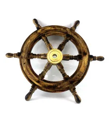 Штурвал деревянный с бронзовой вставкой (42×4.2 см) купить в интернет магазине подарков ПраздникШоп
