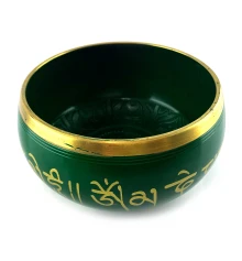 Чаша поющая бронзовая «Будда» зеленая (16.5×8.7×15.8 см) купить в интернет магазине подарков ПраздникШоп