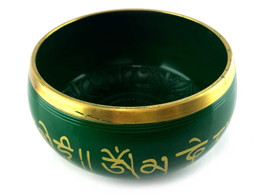Чаша поющая бронзовая «Будда» зеленая (16.5×8.7×15.8 см) купить в интернет магазине подарков ПраздникШоп