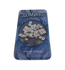 Домино в синем металлическом боксе (19×11.5×3.5 см) купить в интернет магазине подарков ПраздникШоп