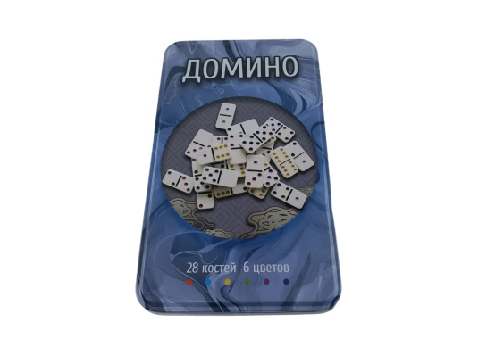 Домино в синем металлическом боксе (19×11.5×3.5 см) купить в интернет магазине подарков ПраздникШоп