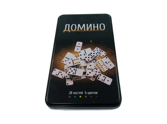 Домино в черном металлическом боксе (19×11.5×3.5 см) купить в интернет магазине подарков ПраздникШоп