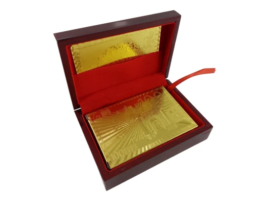 Карты игральные пластиковые позолоченые в шкатулке «Евро» (11.5×8.5×4.5 см) купить в интернет магазине подарков ПраздникШоп