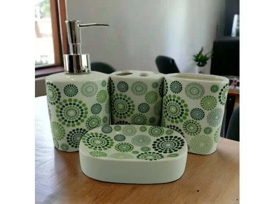 Набор для ванной керамический «Зеленые круги» купить в интернет магазине подарков ПраздникШоп