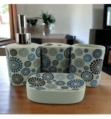 Набор для ванной керамический «Синие круги» купить в интернет магазине подарков ПраздникШоп