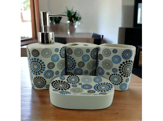 Набор для ванной керамический «Синие круги» купить в интернет магазине подарков ПраздникШоп