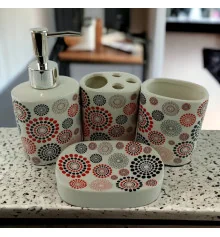 Набор для ванной керамический «Красно черные круги» купить в интернет магазине подарков ПраздникШоп