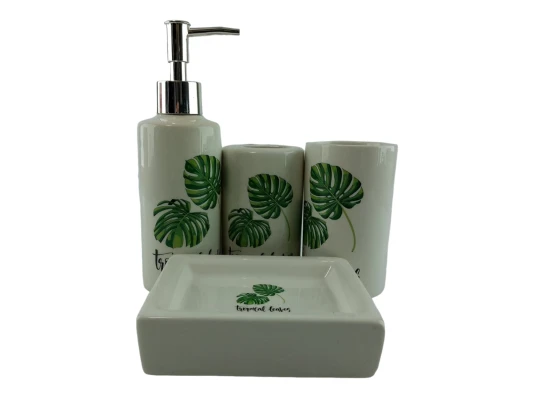 Набор для ванной керамический «Тропические листья» купить в интернет магазине подарков ПраздникШоп