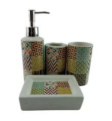 Набор для ванной керамический «Геометрические узоры» купить в интернет магазине подарков ПраздникШоп