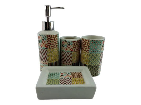 Набор для ванной керамический «Геометрические узоры» купить в интернет магазине подарков ПраздникШоп