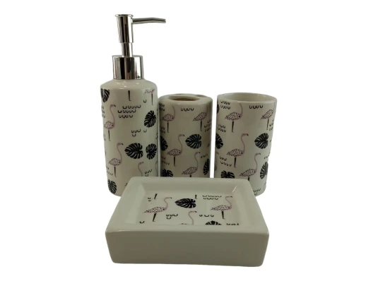 Набор для ванной керамический «Фламинго» купить в интернет магазине подарков ПраздникШоп