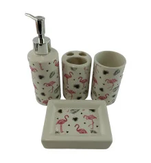 Набор для ванной керамический «Розовый Фламинго» купить в интернет магазине подарков ПраздникШоп