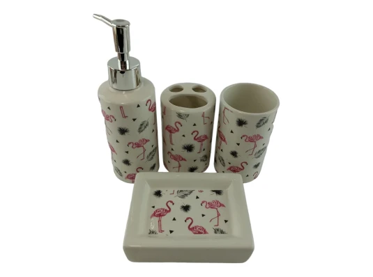 Набор для ванной керамический «Розовый Фламинго» купить в интернет магазине подарков ПраздникШоп