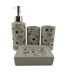 Набор для ванной керамический «Розовый Фламинго» купить в интернет магазине подарков ПраздникШоп