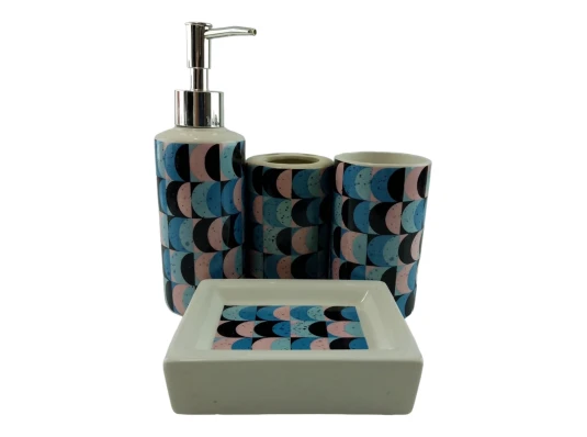 Набор для ванной керамический «Розово голубой узор» купить в интернет магазине подарков ПраздникШоп