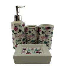 Набор для ванной керамический «Фламинго» купить в интернет магазине подарков ПраздникШоп