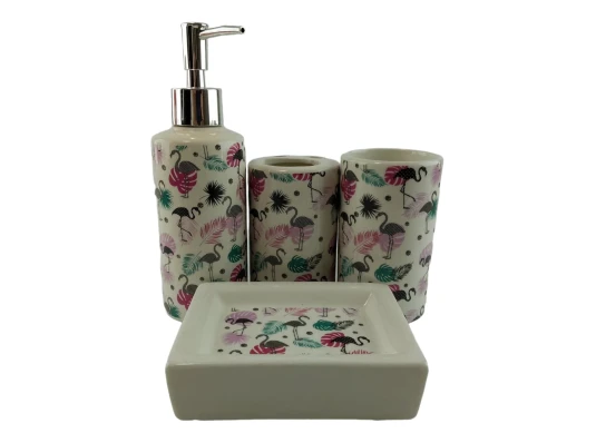 Набор для ванной керамический «Фламинго» купить в интернет магазине подарков ПраздникШоп