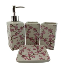 Набор для ванной керамический «Розовая Сакура» купить в интернет магазине подарков ПраздникШоп