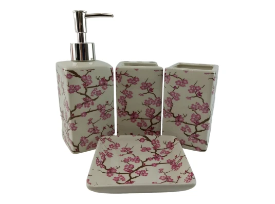 Набор для ванной керамический «Розовая Сакура» купить в интернет магазине подарков ПраздникШоп