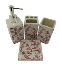 Набор для ванной керамический «Розовая Сакура» купить в интернет магазине подарков ПраздникШоп
