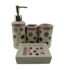 Набор для ванной керамический «Сердечки» купить в интернет магазине подарков ПраздникШоп