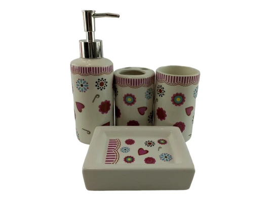 Набор для ванной керамический «Сердечки» купить в интернет магазине подарков ПраздникШоп