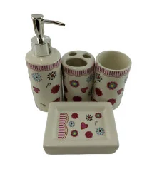 Набор для ванной керамический «Сердечки» купить в интернет магазине подарков ПраздникШоп
