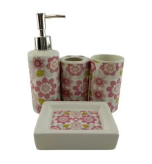Набор для ванной керамический «Цветы» купить в интернет магазине подарков ПраздникШоп