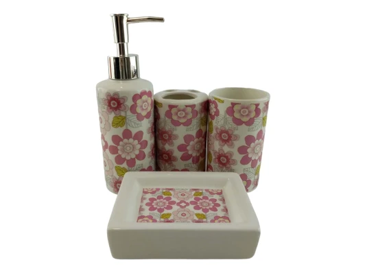 Набор для ванной керамический «Цветы» купить в интернет магазине подарков ПраздникШоп