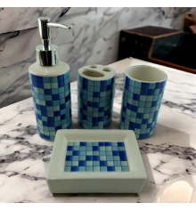 Набор для ванной комнаты «Мозаика» синий купить в интернет магазине подарков ПраздникШоп