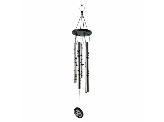 Музыка ветра «Om» серебристый (5 трубок) купить в интернет магазине подарков ПраздникШоп