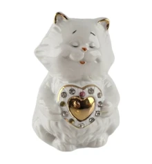 Кот с сердечком фарфор (10×7.5×6.5 см) купить в интернет магазине подарков ПраздникШоп