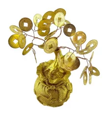 Денежное дерево в мешке богатства (16.5×15.5×9 см) купить в интернет магазине подарков ПраздникШоп