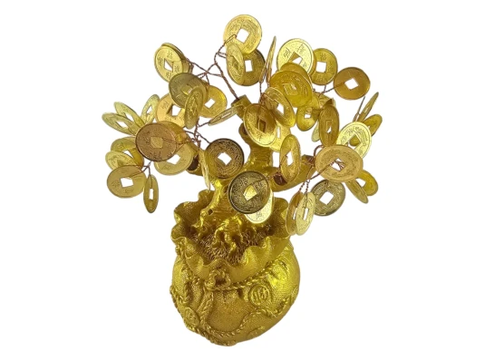 Денежное дерево в мешке богатства (18×16.5×11.5 см) купить в интернет магазине подарков ПраздникШоп