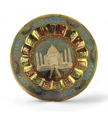 Тарелка бронзовая настенная голубая «Тадж Махал» (d-18 купить в интернет магазине подарков ПраздникШоп
